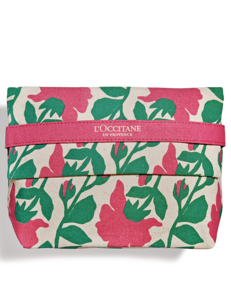 Floral pouch (pink & green) | L&rsquo;OCCITANE Australia